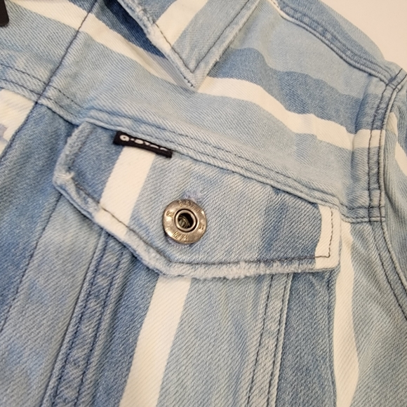 G-Star Raw 3301 Vesp Blue Striped Denim Trucker Jacket Size Small NWT! - Picture 9 of 17